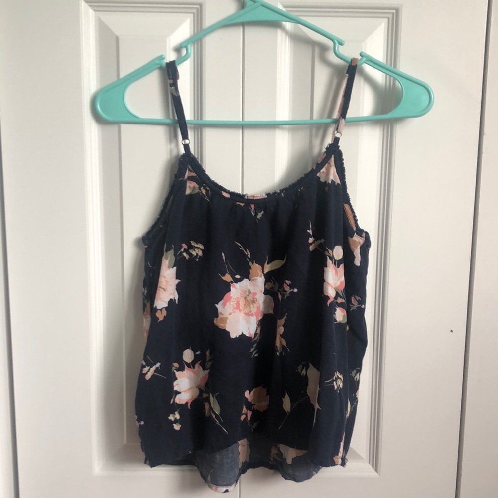 navy floral tank
